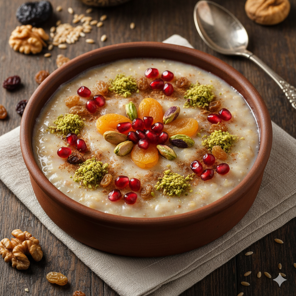 Traditional Turkish Winter Dessert: Aşure (Noah's Pudding) Recipe